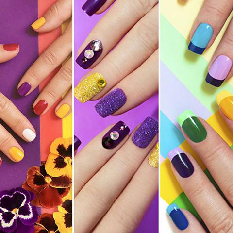 Collage de distintos diseños de uñas