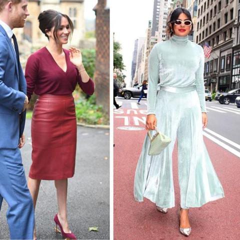 Meghan Markle, Priyanka Chopra and Jennifer Lopez in monochrome outfits