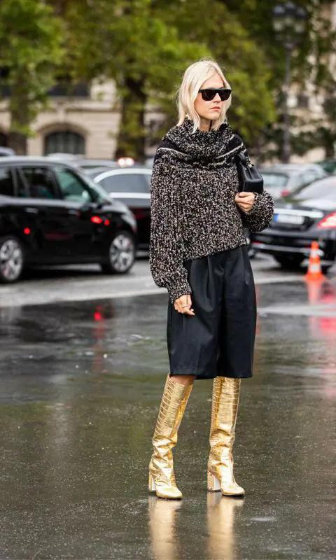 Botas doradas de la Fashion Week