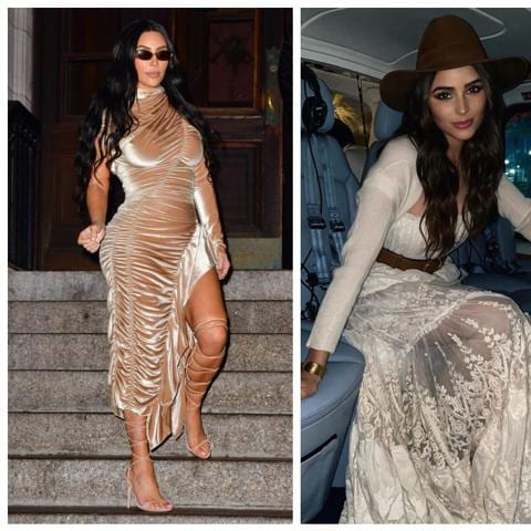 Kim Kardashian, Olivia Culpo y Eiza González con looks en beige y marfil