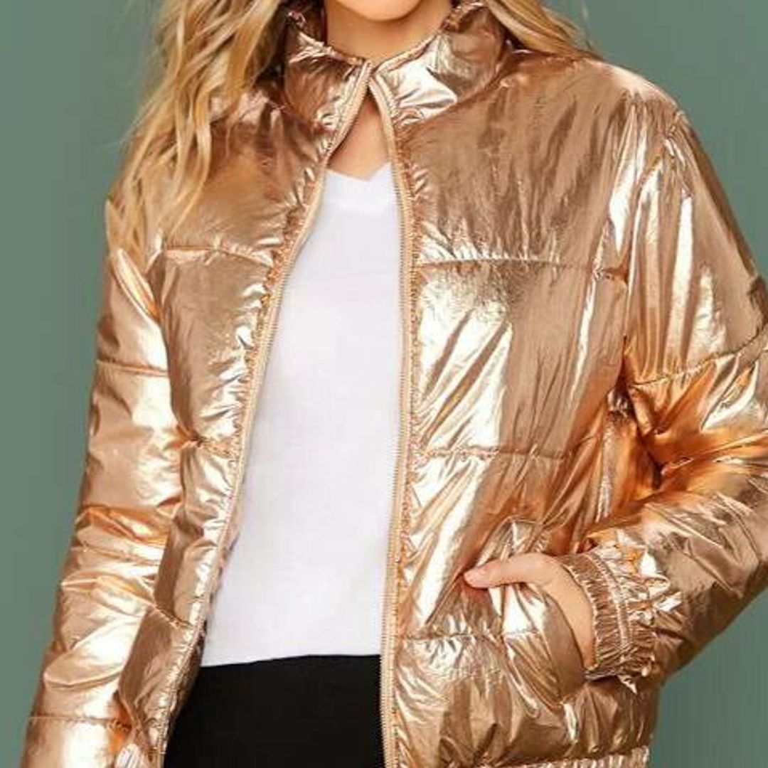 jacket dorada metalizada de Shein
