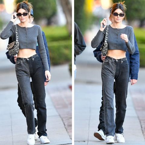 Kendall Jenner in original two-tone jeans
