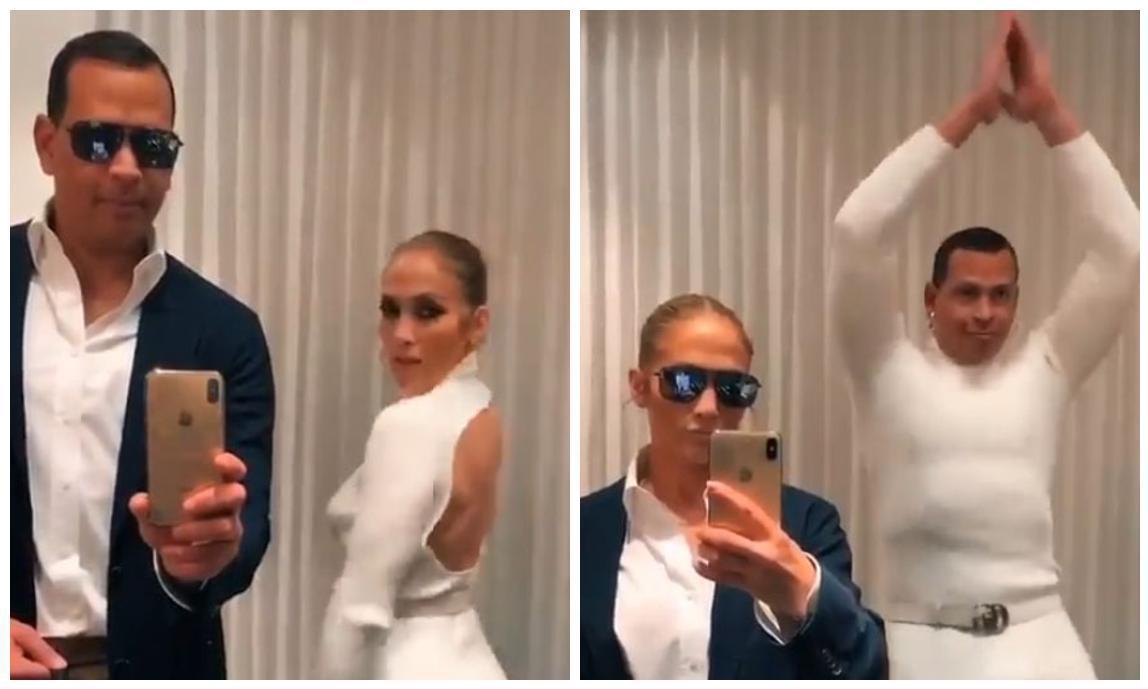 Jennifer Lopez and Alex Rodriguez doing the Flip Switch viral challenge