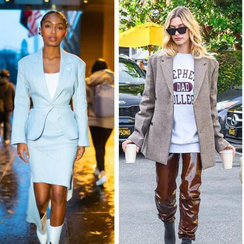 Celebrities sporting outfits that feature a blazer—a classic for spring
