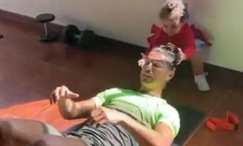 Cristiano Ronaldo workout with daughter