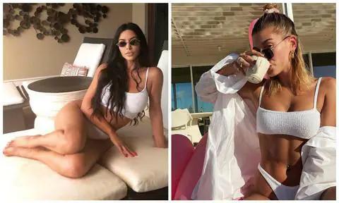 Kim Kardashian con el modelo strap bikini en blanco de Hunga Z