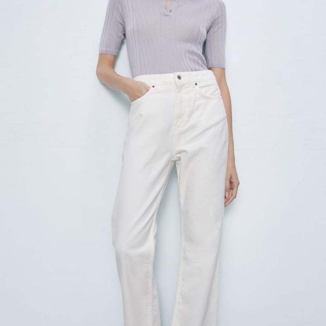 ZW Premium Ankle Straight Jeans en color blanco de Zara