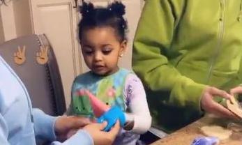 Cardi B's daughter Kulture bakes cookies while mom rests
