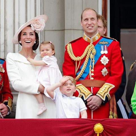 Kate Middleton, Princess Charlotte, Prince George, Prince William, Queen Elizabeth II and Prince Philip at Trooping the Colour