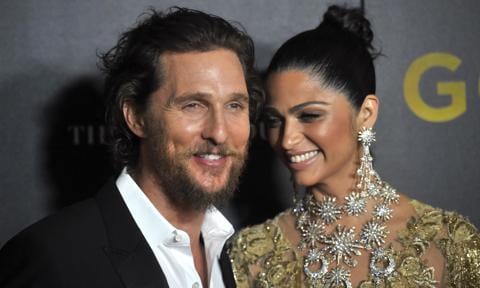 Actors Matthew McConaughey and Camila Alves attends The World Premiere of "Gold" hosted by TWC