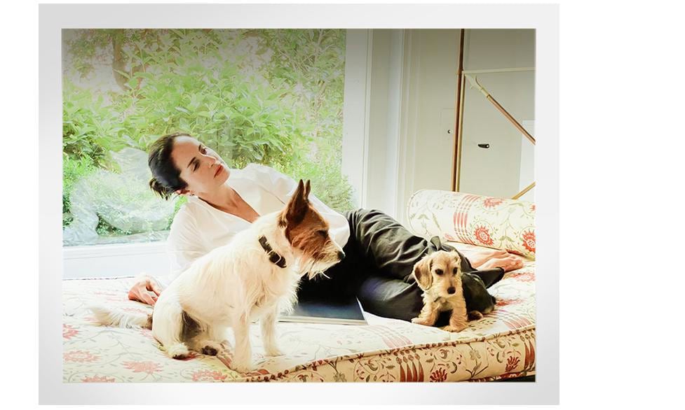 Carolina Herrera with her dogs.
