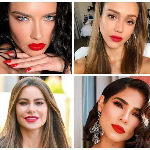 Makeup with red lips is a favorite among Latina celebrities