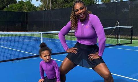 Serena Williams and daughter Olympia take twinning to a new level on the tennis court