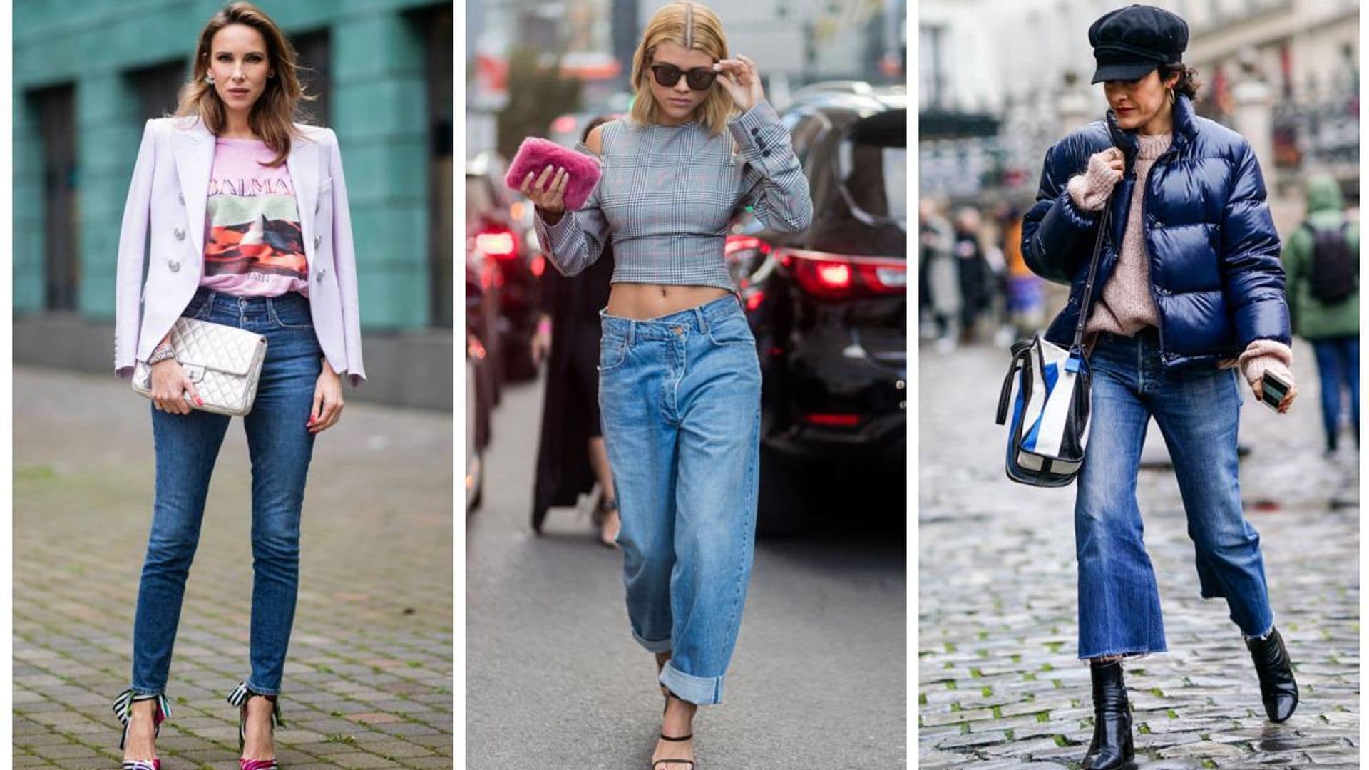 outfit con pantalon jean ancho