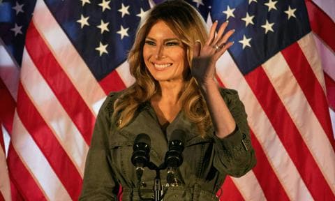 First Lady Melania Trump hits campaign trail in $250 Michael Kors coat