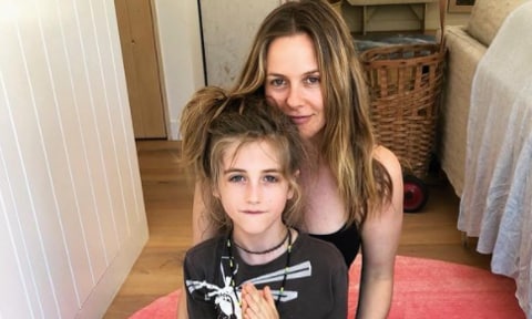 Alicia Silverstone and her son Bear posing together