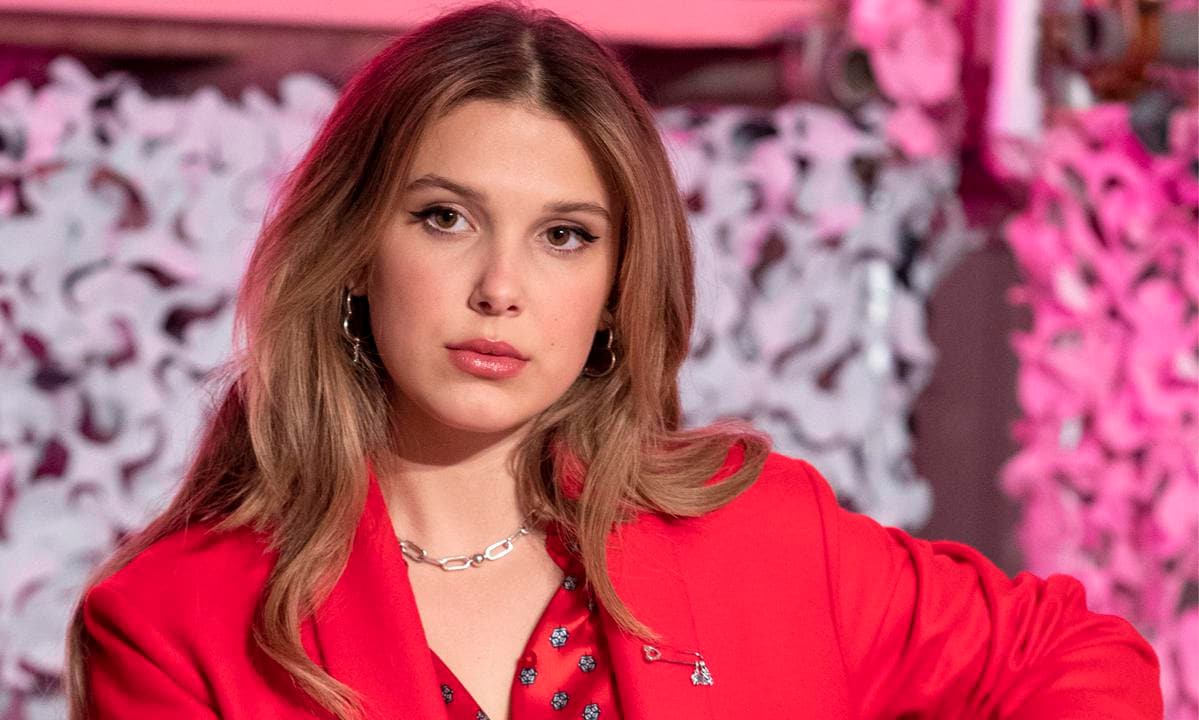 Millie Bobby Brown wearing red at the Collection Launch of Pandora