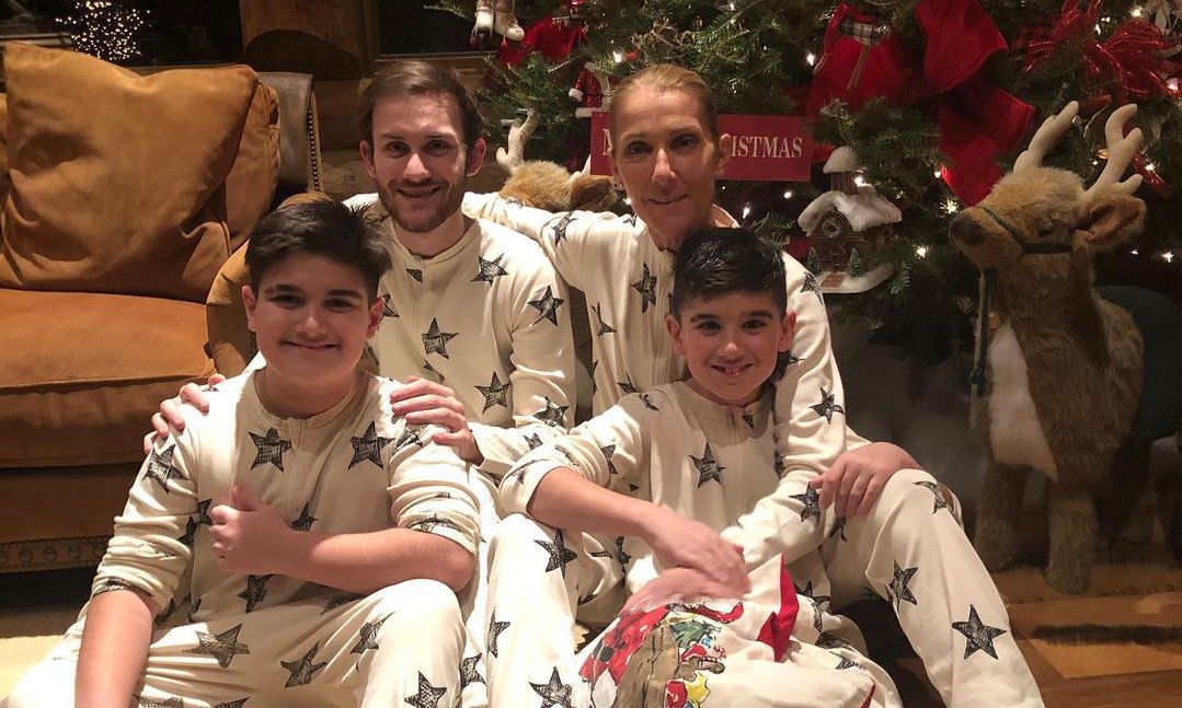 Celine Dion posts a family photo in matching Christmas pajamas