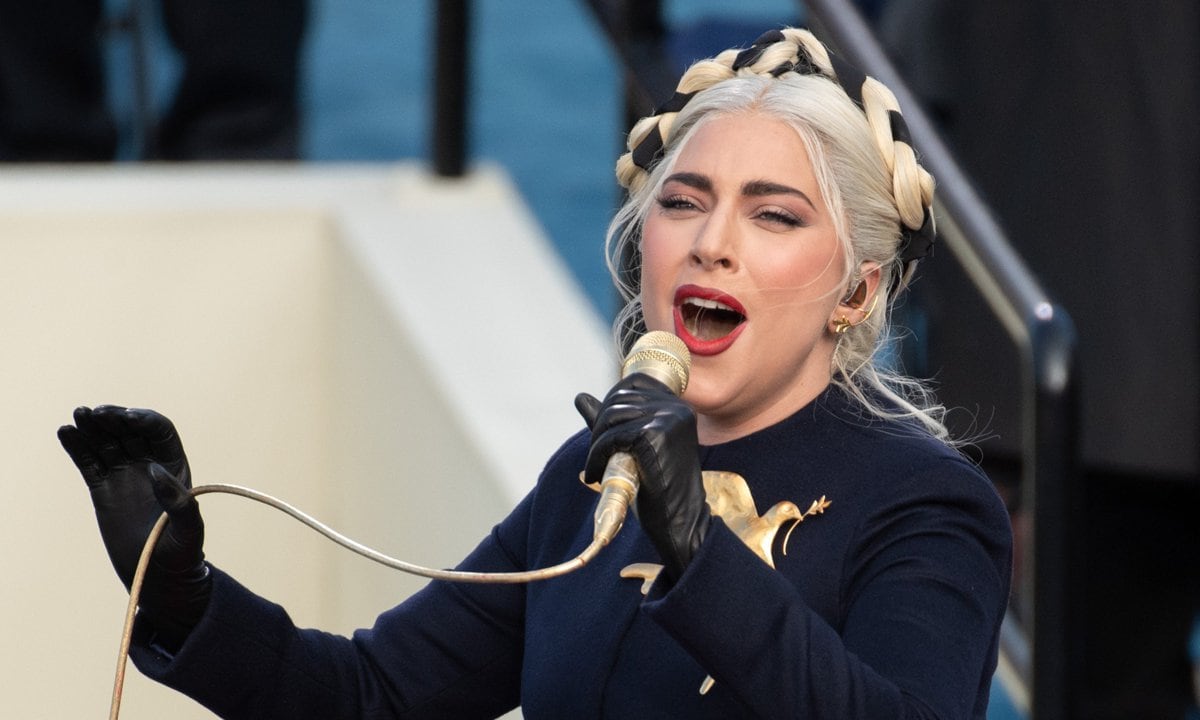Lady Gaga sings the US National Anthem during the 59th Presidential Inauguration on January 20, 2021, at the US Capitol in Washington, DC.