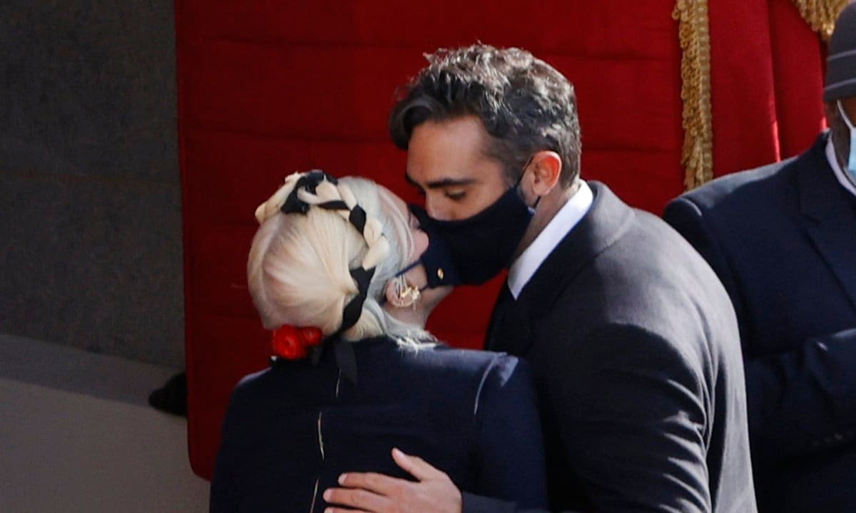 Lady Gaga kisses Michael Polansky during the inauguration of Joe Biden