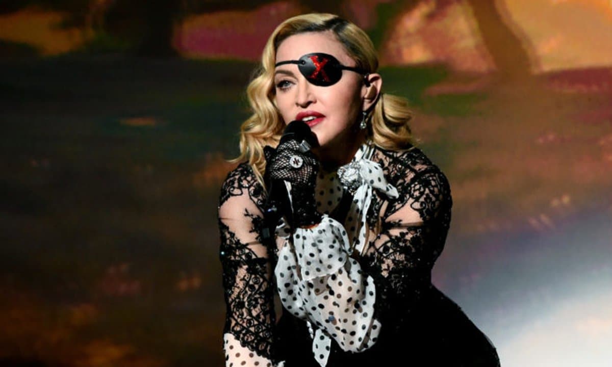 Madonna singing during her 'Madame X' Tour.