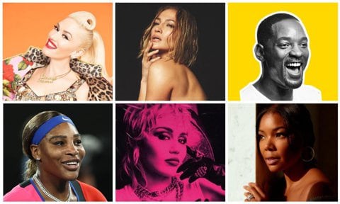 Gwen Stefani, JLO, Will Smith, Serena WIlliams, Miley Cyrus, Gabrielle Union