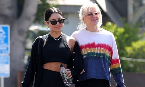 Vanessa Hudgens and friend leaving the gym