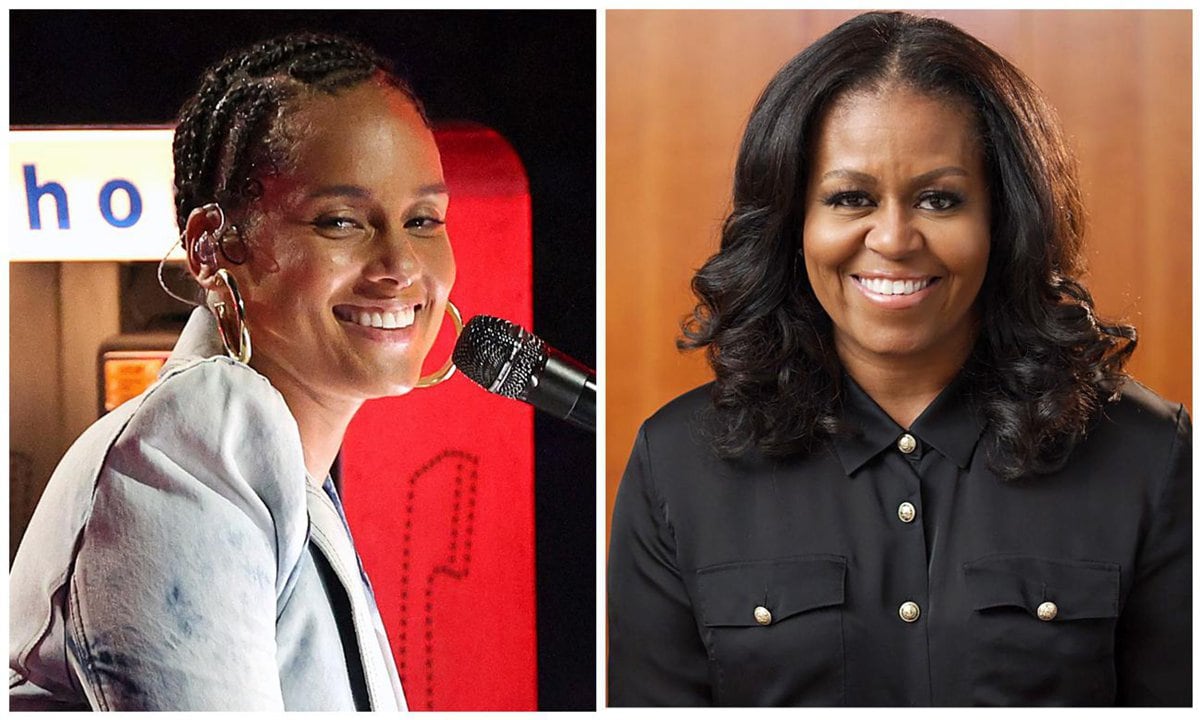 Former First Lady Michelle Obama celebrates Alicia Keys at the 2021 Billboard Music Awards