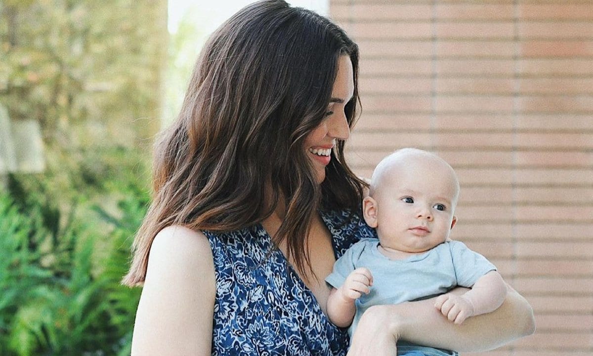 Mandy Moore and her baby Gus