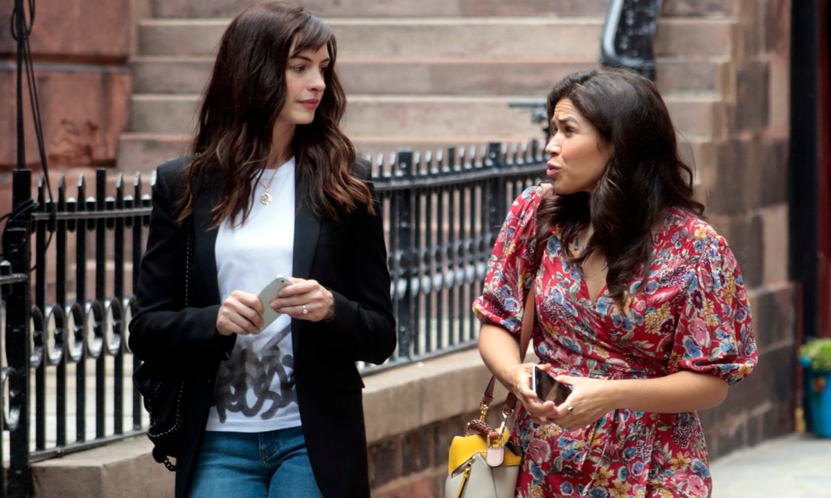 America Ferrera and Anne Hathaway in Disguise while Filming in NYC