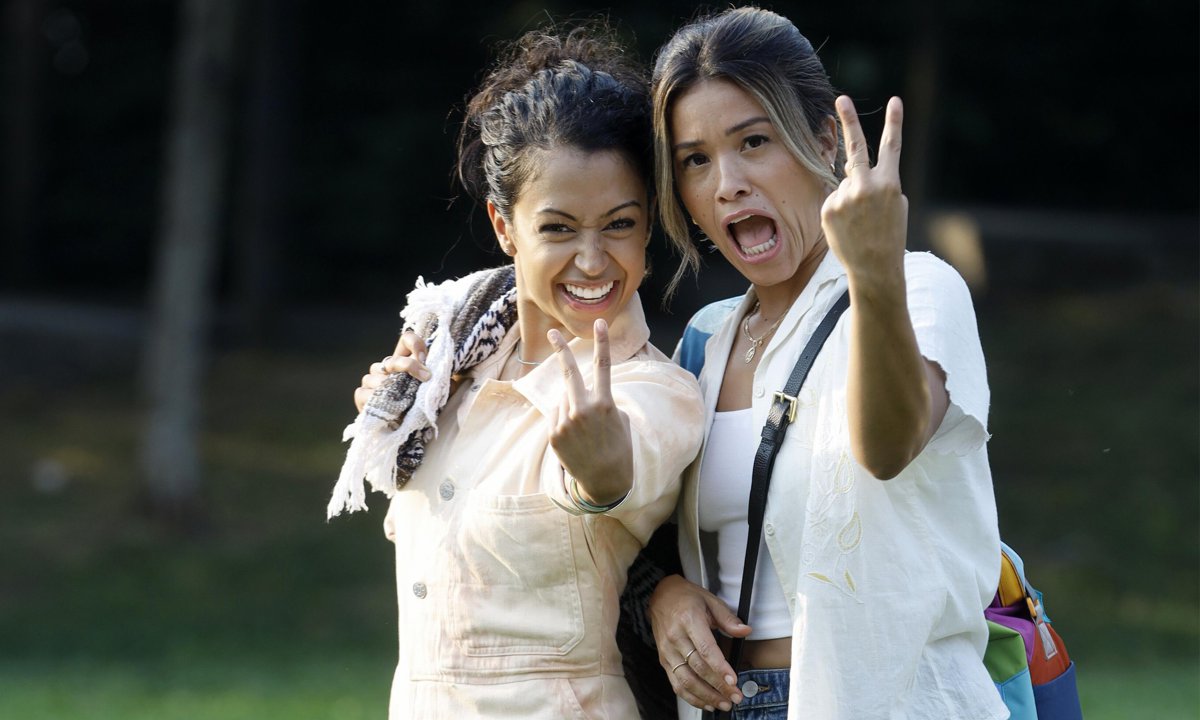 Gina Rodriguez and Liza Koshy buddy up while filming ‘Players’ in New York City