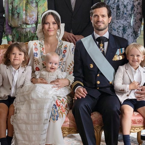 Prince Julian is a happy baby smiling in official christening portraits