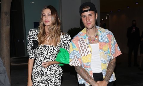 Hailey Bieber shows her legs in mini dress for Beverly Hills date with husband Justin Bieber