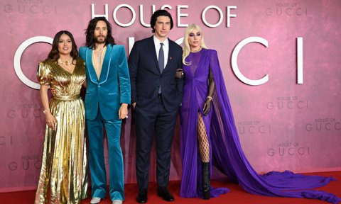 Gaga takes over the 'House of Gucci' UK premiere with Salma Adam Driver, and Leto