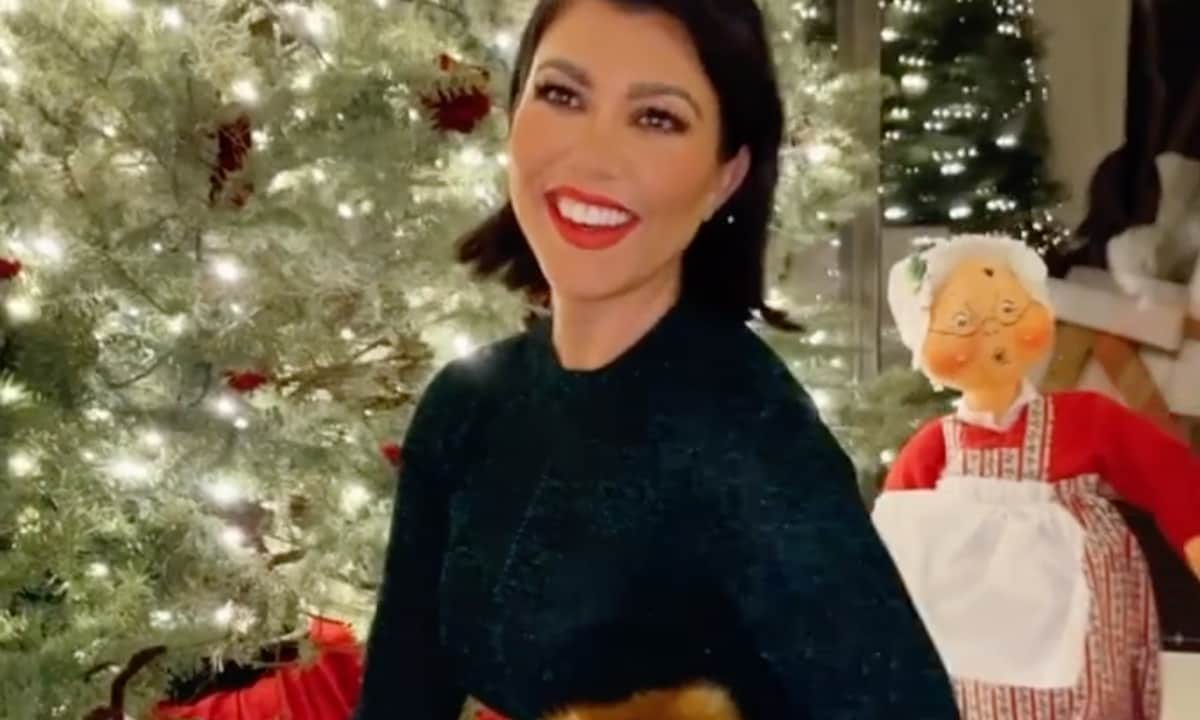 Kourtney Kardashian kicks off Christmas celebrations wearing a green and red ensemble