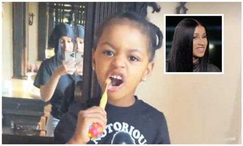 Cardi B shares a glimpse of her morning routine alongside Kulture and her baby brother