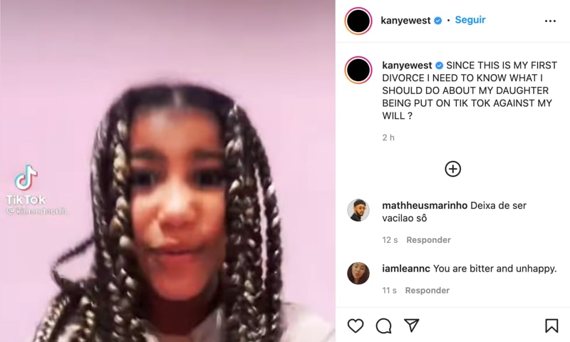 Kanye West furioso porque su hija usa Tik Tok