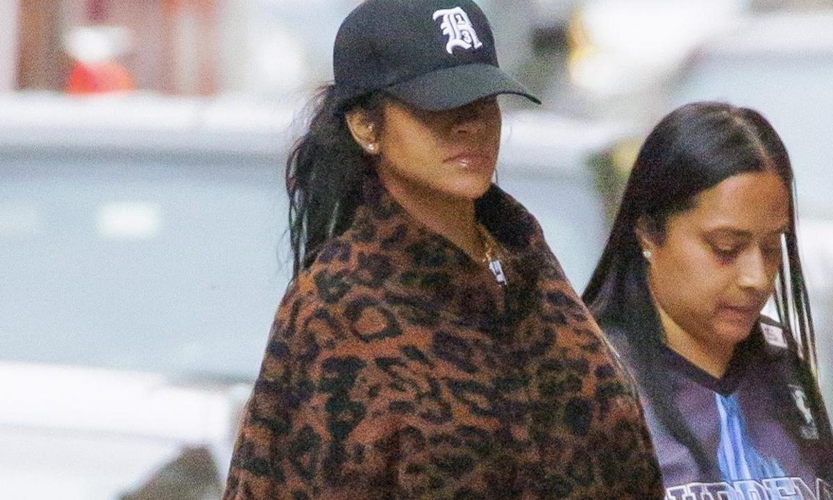 Rihanna Bares Her Baby Bump In A Cozy Leopard Zip-Up While Out In NYC