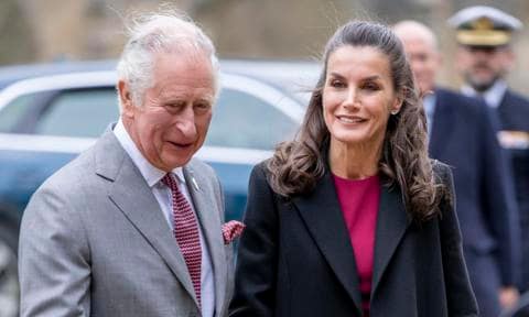 Queen Letizia joins Prince Charles for an engagement in the UK