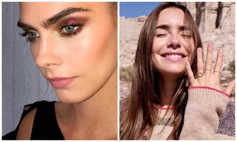 The top model Cara Delevigne has a make-up inspired by los 70 con sombras metalizadas de color