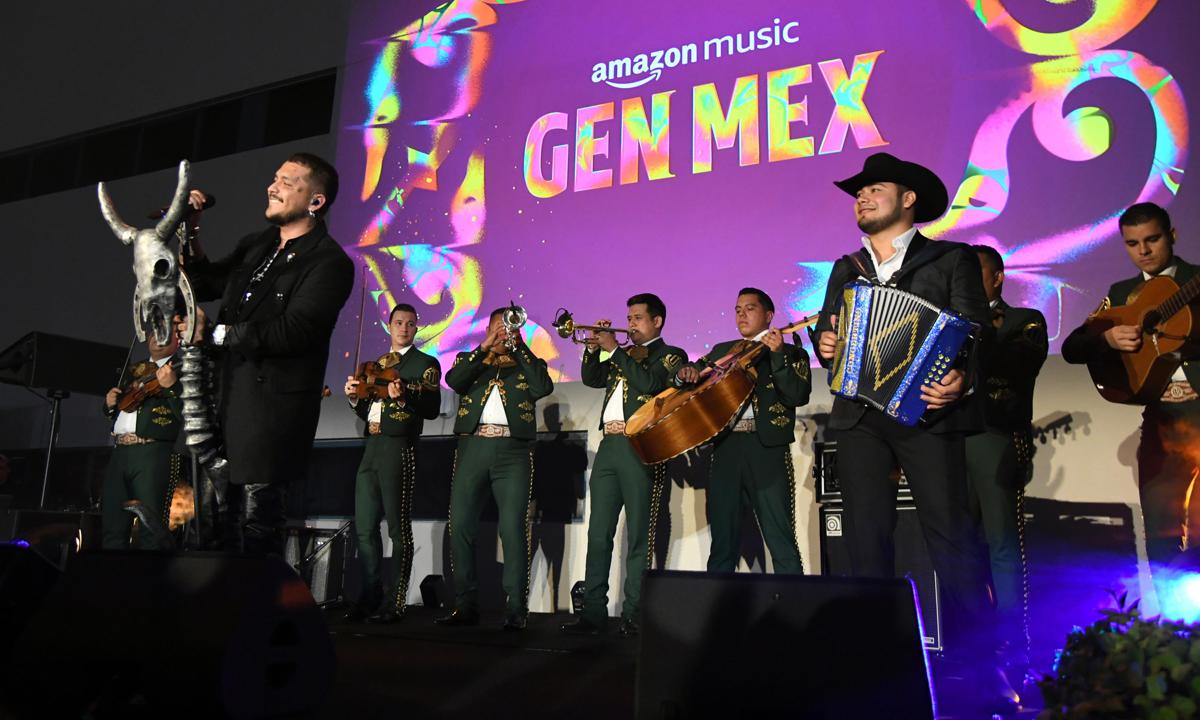 Christian Nodal performs onstage during Amazon Music celebrates the launch of Gen Mex, the new home for fans of Musica Mexicana at NeueHouse Los Angeles on May 19, 2022 in Hollywood, California. (Photo by JC Olivera/Getty Images for Amazon Music)