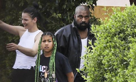 Kanye West, his wife Bianca Censori and his daughter North