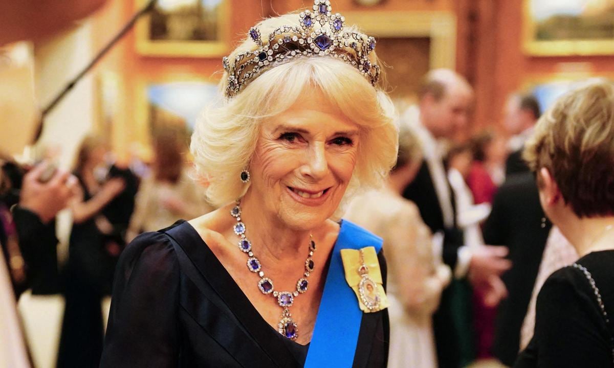 The Queen Consort dazzled wearing the Belgian Sapphire tiara on Dec. 6.