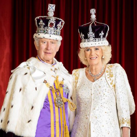 See which royal family members appeared in official coronation portrait with King and Queen