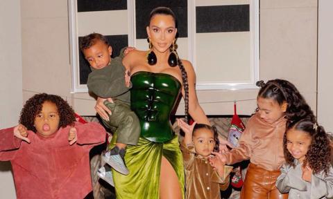 Kim Kardashian and her kids take a family photo