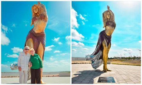 Shakira’s parents unveiled the singer’s sculpture in Barranquilla