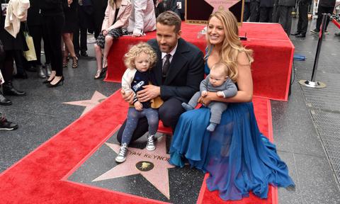 Blake Lively and Ryan Reynolds, along with their daughters, check out his star on the Hollywood Walk of Fame