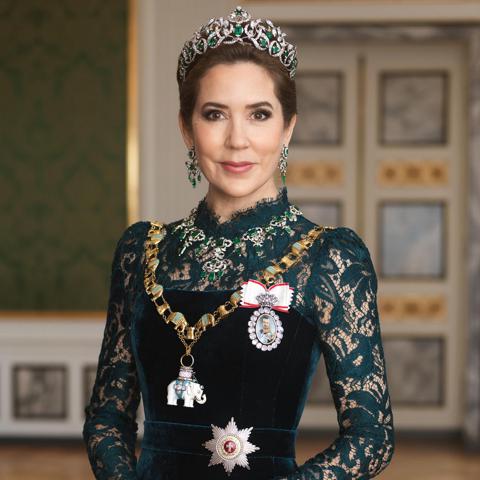 Queen Mary dazzles in emeralds in new official portraits
